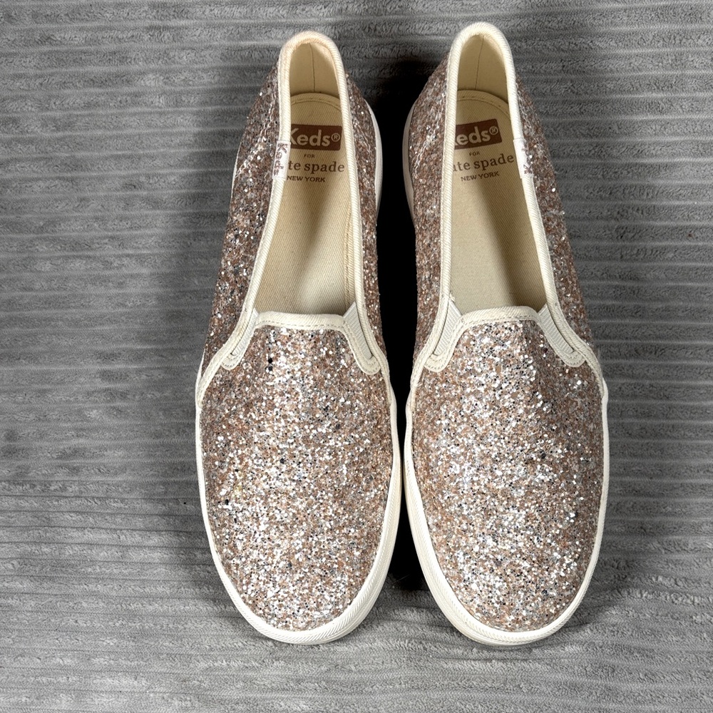 Keds x Kate Spade Double Decker Glitter Women's Slip-On Sneakers Sz. 7.5 - Picture 5 of 11